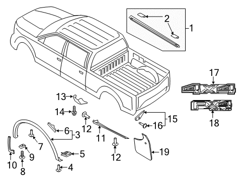 2017 Ford F-250 Super Duty Exterior Trim - Pick Up Box Diagram 2 - Thumbnail