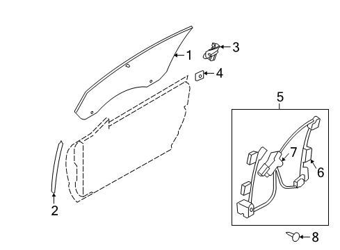 2006 Ford Mustang Glass - Door Diagram