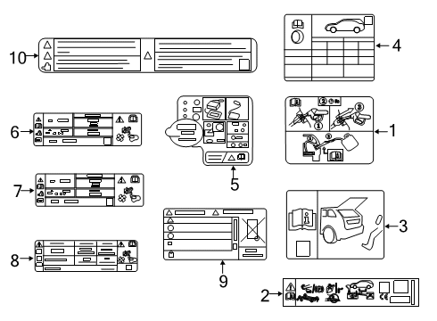 2021 Ford Escape Decal Diagram for AU5Z-9A095-D