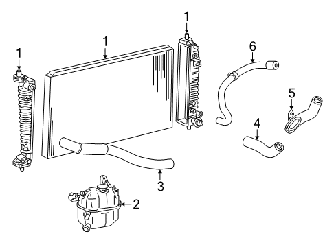 2007 Ford Freestar Radiator & Components Diagram