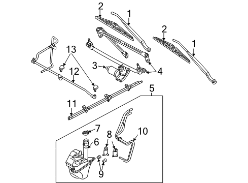 2003 Ford Escape Windshield Washer Jet Assembly Diagram for YL8Z-17603-AA