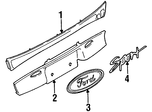 1998 Ford Escort Nameplate Diagram for F8CZ-16098-AAE