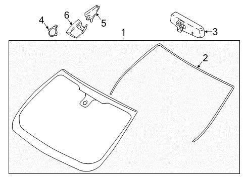 2019 Ford EcoSport Windshield Glass Diagram