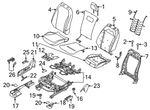 2023 Ford Mustang Mach-E COVER AND PAD - FRONT SEAT CUS Diagram for LJ8Z-5862900-AA