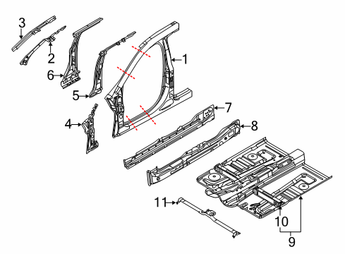 2010 Lincoln MKT Panel Assembly - "B" Pillar - Inner Diagram for AE9Z-7424300-A