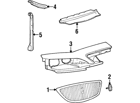 1998 Lincoln Mark VIII Grille - Radiator Diagram for F7LZ-8200-AH