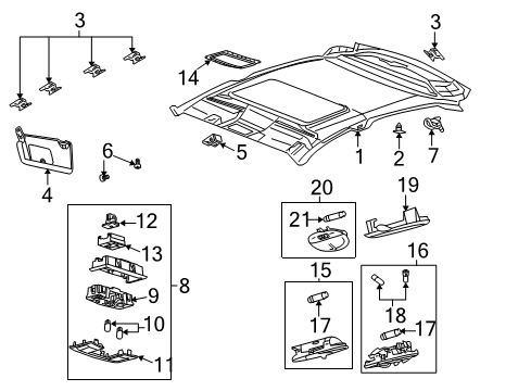 2010 Ford Focus Headlining - Roof Diagram for AS4Z-6351916-AE