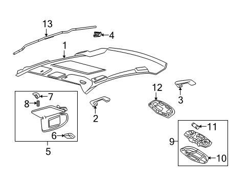 2006 Ford Fusion Sun Visor Assembly Diagram for 8E5Z-5404105-BA