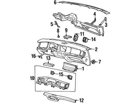 1995 Lincoln Town Car Instrument Panel, Body Diagram 2 - Thumbnail