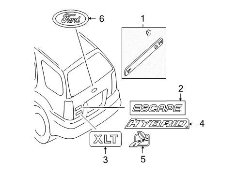 2005 Ford Escape Exterior Trim - Lift Gate Diagram 1 - Thumbnail