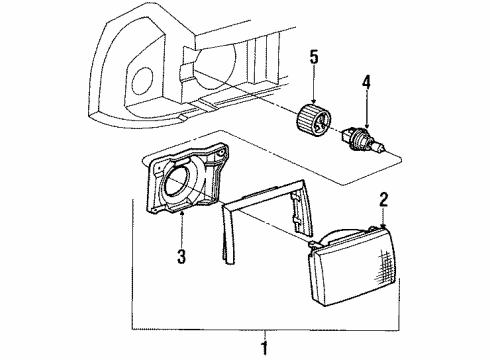 1985 Ford Mustang Headlamps Diagram 2 - Thumbnail