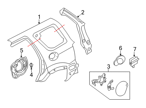 2010 Mercury Mariner Quarter Panel & Components Diagram 2 - Thumbnail