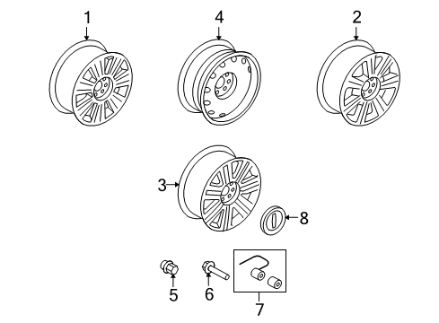 2007 Lincoln Navigator Wheels, Covers & Trim Diagram