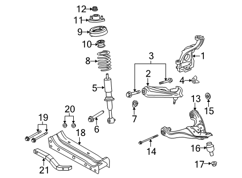 2002 Mercury Mountaineer Arm Assembly - Front Suspension Diagram for 2L2Z-3079-AA