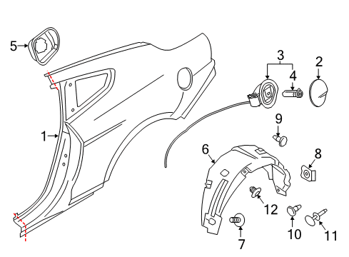 2019 Ford Mustang Filler - Quarter Panel Diagram for FR3Z-63278B51-A