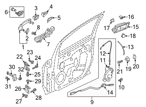 2018 Ford EcoSport Handle Assy - Door - Inner Diagram for GN1Z-5822601-EA