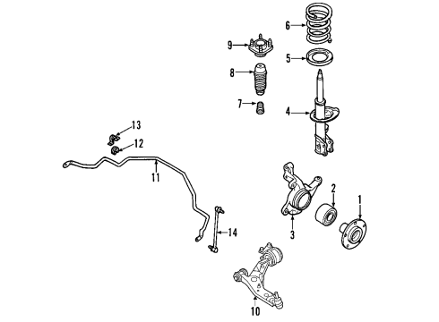 2009 Lincoln MKX Front Suspension, Control Arm, Stabilizer Bar Diagram 2 - Thumbnail