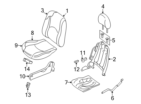 2007 Mercury Mariner Seat Back Cover Assembly Diagram for 5E6Z-7864416-DAA