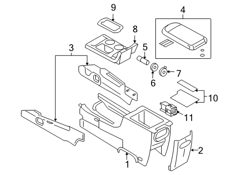 2009 Ford Taurus X Panel Assembly - Console Diagram for 8A4Z-74045A36-AD