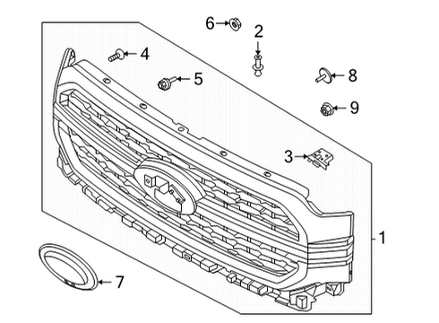 2021 Ford F-150 GRILLE ASSY - RADIATOR Diagram for ML3Z-8200-NA