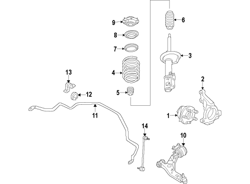 2020 Lincoln MKZ Front Suspension, Control Arm, Stabilizer Bar Diagram 2 - Thumbnail