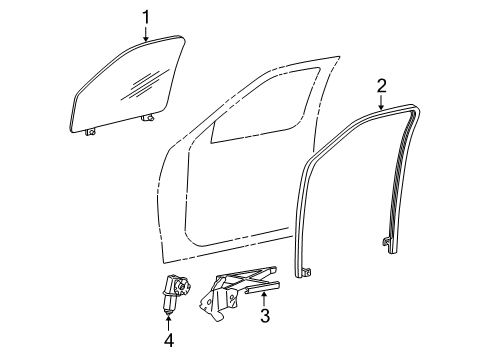 2004 Lincoln Navigator Front Door - Glass & Hardware Diagram