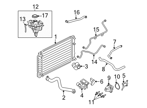 2008 Ford Escape Radiator & Components Diagram 1 - Thumbnail