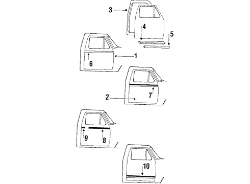 1985 Ford Bronco Door & Components, Moldings Diagram