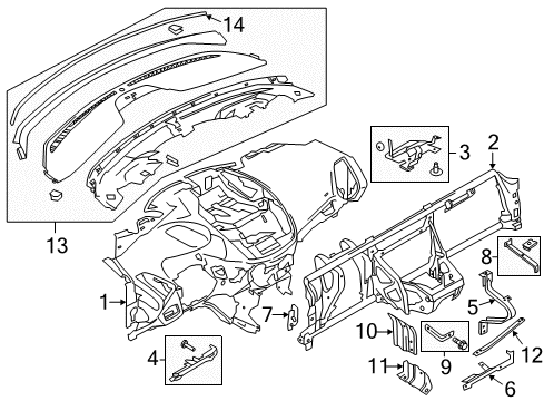 2014 Ford Escape Cluster & Switches, Instrument Panel Diagram 1 - Thumbnail