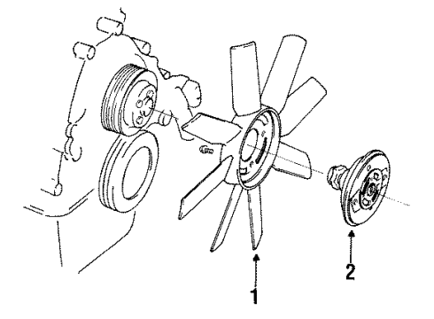 1994 Ford Ranger Cooling System, Radiator, Water Pump, Cooling Fan Diagram 1 - Thumbnail