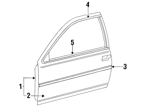 1990 Mercury Cougar Door & Components, Exterior Trim Diagram