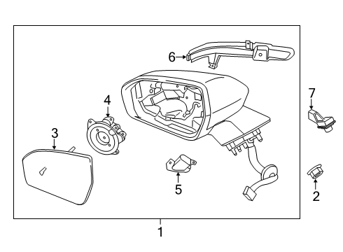 2019 Lincoln Nautilus Glass Assembly - Rear View Outer Mirror Diagram for EJ7Z-17K707-B