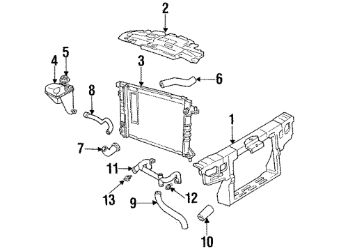 1993 Lincoln Mark VIII Radiator & Components, Radiator Support Diagram