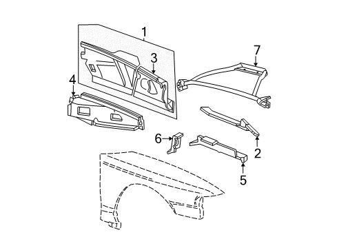 2000 Ford Mustang Bracket - Fender Mounting Diagram for F4ZZ-16D156-A