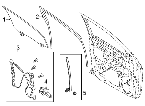 2022 Ford Ranger Front Door Glass & Hardware Diagram 2 - Thumbnail