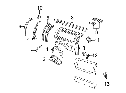 2010 Ford E-350 Super Duty Extension - Quarter Panel - Rear Diagram for 8C2Z-2827998-C