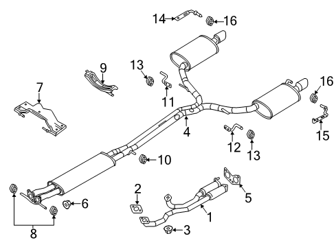 2014 Lincoln MKS Centre And Rear Muffler Assembly Diagram for DA5Z-5230-B