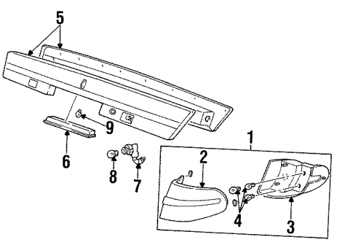 1995 Lincoln Continental Lamp Assembly Rear Stop Diagram for F5OZ13404AA