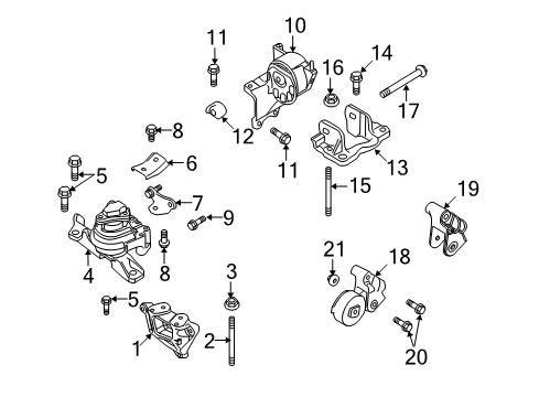 2008 Ford Taurus X Engine & Trans Mounting Diagram