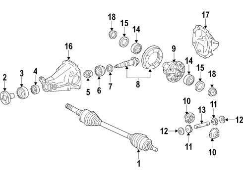 2018 Lincoln Navigator Rear Axle Shafts & Differential Diagram