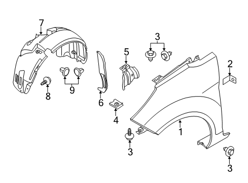 2014 Ford Fiesta Fender & Components Diagram