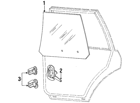 1990 Ford Escort Rear Door Glass & Hardware Diagram