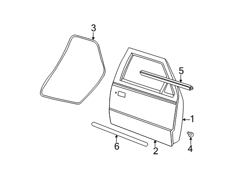 2008 Ford Ranger Front Door & Components, Exterior Trim Diagram