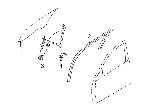 2006 Mercury Milan Front Door - Glass & Hardware Diagram