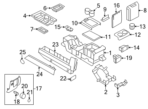 2015 Ford Expedition Panel - Console Diagram for GL1Z-7804567-AA