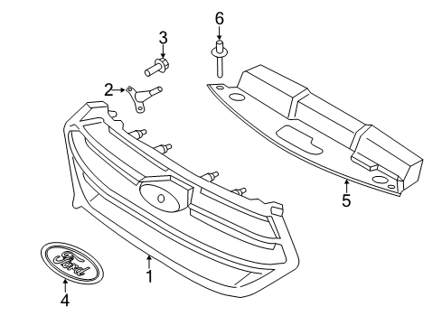 2018 Ford Edge Grille & Components Diagram 1 - Thumbnail