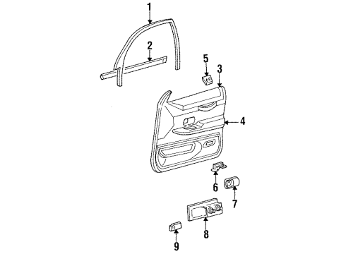 1992 Ford Crown Victoria Interior Trim - Front Door Diagram