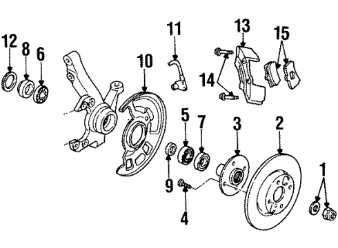 1995 Ford Aspire Caliper Assembly Brake Less Pad Diagram for F4BZ2B121A