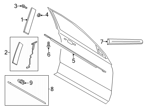 2018 Lincoln Navigator Exterior Trim - Front Door Diagram