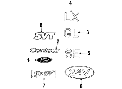 1999 Ford Contour Nameplate Diagram for F8RZ-5442528-AA